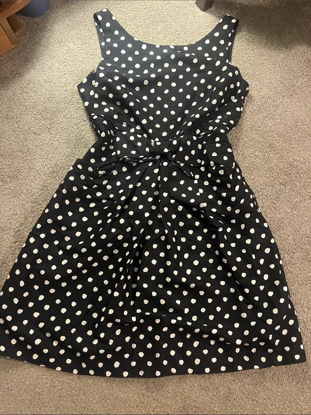♠️👓♠️👓♠️ kate spade Black&White Silk Polkadot BIG BOW “Jillian” Dress sz12 EUC